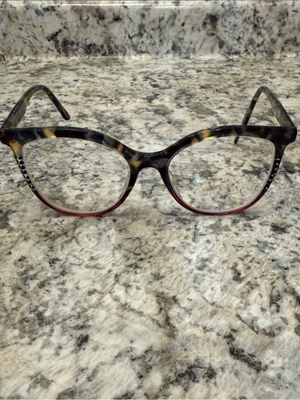 Dolabany Eyewear Besame Mucho Tortoiseshell Frames with Red Lower Rim